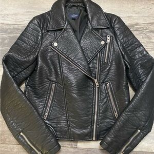 American Eagle Outfitters Black Faux Leather Biker Motorcycle Jacket Small Nice
